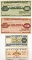 Lengyelország 1969. 0,05c "Bon Towarowy" + 1979. 0,02c "Bon Towarowy" + 1989. 1000Zl + 2000Zl "Lengyel Nemzeti Bank" utazási csekk T:I--III- Poland 1969. 0,05 Cents "Bon Towarowy" + 1979. 0,02 Cents "Bon Towarowy" + 1989. 1000 Zlotych + 2000 Zlotych "Narodowy Bank Polski" travellers cheque C:AU-VG