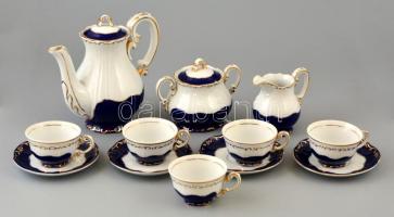 Zsolnay Pompadour mintás mokkás készlet, matricás, jelzett, hiányos, lepattanással