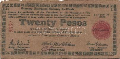 Fülöp szigetek/japán megszállás/gerilla kiadások 1941-45. 1P (2 klf), 10P, 20P (2klf) T:II,II/III Ös...