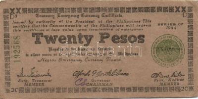 Fülöp szigetek/japán megszállás/gerilla kiadások 1941-45. 1P (2 klf), 10P, 20P (2klf) T:II,II/III Ös...