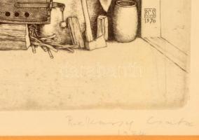 Rékassy Csaba (1937-1989): Pálinkafőző. Rézkarc (PH), papír, jelzett, üvegezett keretben, 27×36  cm