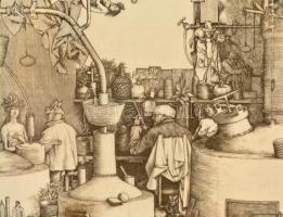 Rékassy Csaba (1937-1989): Pálinkafőző. Rézkarc (PH), papír, jelzett, üvegezett keretben, 27×36  cm