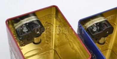 2 db fém zenélő karácsonyi doboz, 12×9×12 cm