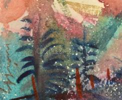 Márffy Ödön (1878-1959): Dombos táj. Akvarell, papír, jelzett, üvegezett keretben, 28×38 cm