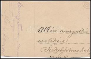 1914. évi mozgósítás emlékére, Székelyudvarhely, feliratozott, körbevágott fotólap, 6,5×10,5 cm