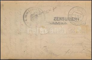 1916 Katonák csoportképe, katonai kórházi, cenzúra bélyegzővel, fotólap, 9×13,5 cm