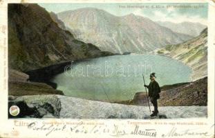 1904 Tátra, Magas Tátra, Vysoké Tatry; Das Meerauge m. d. kl. u. gr. Miedziane 2238 m / Czarny Staw z Miedzianem wielk. i mat. / Tengerszem, Kis- és Nagy-Miedziane (Réz-hegy). Kiadja Feitzinger Ede, Teschen. 1902/12. 289. / Czarny Staw pod Rysami, Medené / lake, mountain peaks in the High Tatras (Rb)