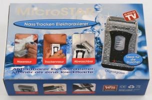 Microstar akkumulátoros mini villanyborotva, működik, eredeti dobozában, 7,5×4 cm