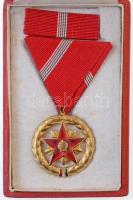 1954. Szocialista Munkáért Érdemérem zománcozott fém kitüntetés mellszalagon, szalagsávval, dísztokban T:1- NMK.: 603