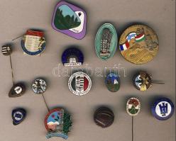 Kis hagyaték tétel 18db klf zománcos kitűző, régi és új, magyar és külföldi, benne jobbakkal T:2