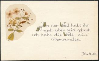 Préselt, levélre ragasztott virágok, 2 db