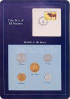 Mali 1961-1977. 5Fr - 100Fr (5xklf), Coin Sets of All Nations forgalmi szett felbélyegzett kartonlapon T:1  Mali 1961-1977. 5 Francs - 100 Francs (5xdiff) Coin Sets of All Nations coin set on cardboard with stamp C:UNC