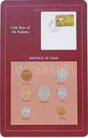 Csád 1976-1983. 1Fr-500Fr (7xklf), Coin Sets of All Nations forgalmi szett felbélyegzett kartonlapon T:1 Chad 1976-1983. 1 Franc - 500 Francs (7xdiff) Coin Sets of All Nations coin set on cardboard with stamp C:UNC