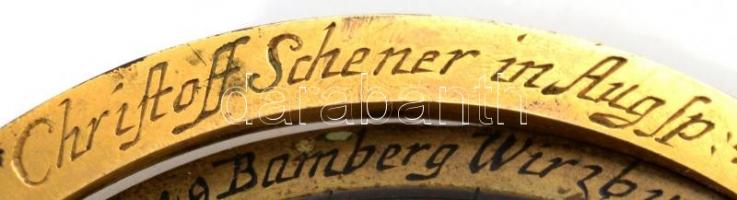 cca 1750  Merdián gyűrű. Időmérő és csillagászati műszer. "Cristoff Schener Augsp". jelzés...