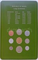 Málta 1972-1980. 1c - 5M (9xklf), "Coin Sets of All Nations" forgalmi szett felbélyegzett ...