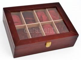Ékszertartó doboz, 8 elkülönített rekesszel, 21×27×8 cm