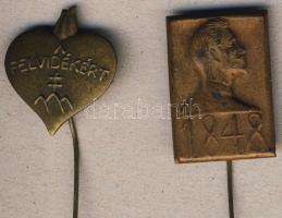 1930-as évek "A Felvidékért" + "1848. Petőfi" (1948) Br kitűző T:2