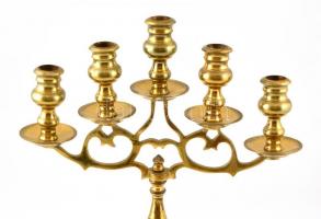 Hatágú bronz gyertyatartó, m:38 cm