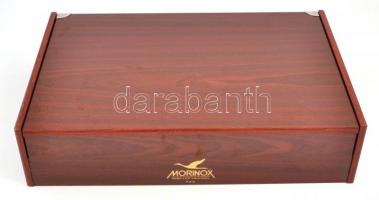 Morinox olasz, ezüstözött alpakka evőeszköz készlet dekoratív fa díszdobozban