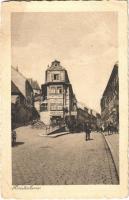 Pozsony, Pressburg, Bratislava; Vártelek utca, zsidó negyed, Schneider üzlete / street in the Jewish district (ghetto), shops. Judaica (EK)