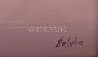 Pelyhe József (1948-): Eljegyzés. Olaj, farost, jelzett, keretben, 60×40 cm