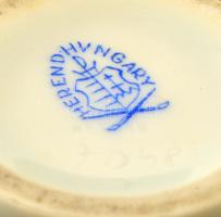 Herendi Viktória mintás porcelán váza, kézzel festett, jelzett, peremén mázhiánnyal, m: 10 cm