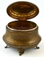 Réz cukortartó, jelzett, 15×14 cm