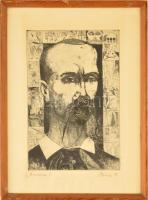 Czinke Ferenc (1926-2000): Madách Imre. Rézkarc, papír jelzett, üvegezett keretben, 29×19 cm