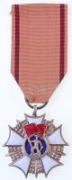 Lengyelország 1949. Munka Zászlórendje zománcozott, ezüstözött kitüntetés mellszalagon T:1- Poland 1949. Order of the Banner of Work enamelled, silver plated decoration on ribbon C:AU