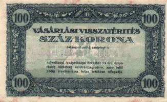 1920-as évek eleje 100K vásárlási visszatérítés lila "Kalocsai Hangya fogy. és ért." bélyegzővel T:I-