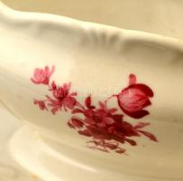 Zsolnay virág mintás szószos tál, matricás, jelzett, kopott, 22×14 cm