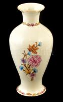 Hollóházi porcelán virágmintás váza, kézzel festett, jelzett, kis kopásnyomokkal, m: 24 cm