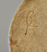 Kék-fehér fajansz kancsó, jelzett, hibátlan  19 cm