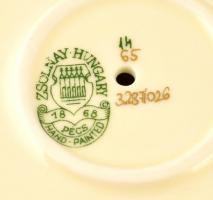 Zsolnay virágmintás porcelán gyertya tartó pár, kézzel festett, jelzett, hibátlan, m: 15 cm