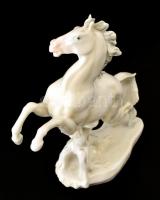 Ens fehér mázas porcelán ló figura, jelzett, hibátlan, m: 25 cm