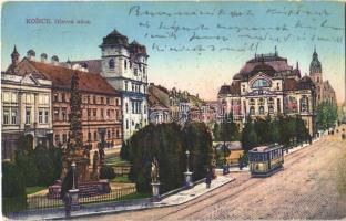 Kassa, Kosice; Fő utca, villamos / Hlavná ulica / street, tram