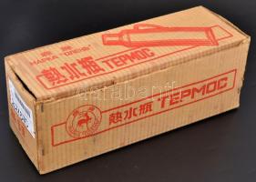 Kínai nagy méretű termosz, eredeti dobozában, m: 38 cm