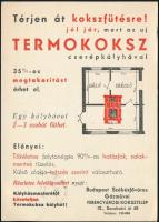 1939 Termokoksz cserépkályha reklám nyomtatványos levelezőlap, 14x10 cm