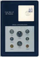 Svájc 1981-1983. 1r-5Fr (8xklf), Coin Sets of All Nations forgalmi szett felbélyegzett kartonlapon T:1 Switzerland 1981-1983. 1 Rappen - 50 Francs (8xdiff) Coin Sets of All Nations coin set on cardboard with stamp C:UNC