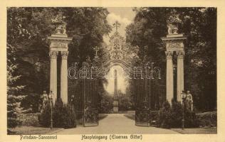 Potsdam, Sanssouci, Haupteingang (Eisernes Gitter) / palace, main entrance, iron gate