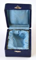 Régi ékszeres doboz, kék, 10,5×12,5×7 cm