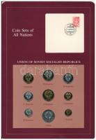 Szovjetunió 1979. 1k-1R (9xklf), Coin Sets of All Nations forgalmi szett felbélyegzett kartonlapon T:1 Soviet Union 1979. 1 Kopeck - 1 Ruble (9xdiff) Coin Sets of All Nations coin set on cardboard with stamp C:UNC