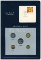 Makaó 1982. 10a-5P (5xklf), Coin Sets of All Nations forgalmi szett felbélyegzett kartonlapon T:1 Macau 1982. 10 Avos - 5 Patacas (5xdiff) Coin Sets of All Nations coin set on cardboard with stamp C:UNC