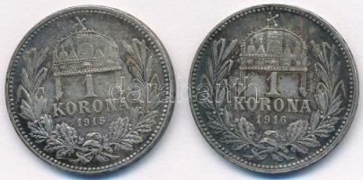 1915KB-1916KB 1K Ag "Ferenc József" (2x) T:1-,2 patina
Adamo K5.1