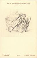 Wichtige Mitteilung, Aus A. Hendschel's Skizzenbuch No. 4., Verlag v. M. Hendschel / baroque couple