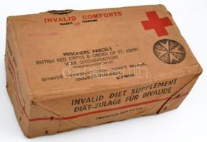 Rabok csomagja II. világháborús doboz, Vöröskereszt és Szent János Rend adománya, üres papírdoboz, 32×18×13 cm