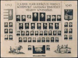 1939 Kassa, M. Kir. II. Rákóczi Ferenc Középfokú gazdasági tanintézet végzett növendékei, felületén kis foltokkal, gyűrődésekkel, 17x23 cm