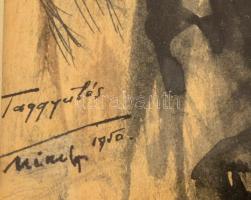 Hincz jelzéssel: Taggyűlés. Akvarell, papír, üvegezett keretben, 23×40 cm