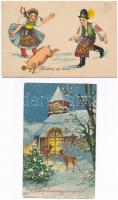 45 db VEGYES motívum képeslap az 1930-as, 40-es és 50-es évekből: üdvözlő / 45 mixed motive postcards from 1930, 1940 and 1950: greeting