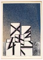 Csáji Attila (1939-): Rovásjelek XIII. E-print 5/25, papír, jelzett, 32×24 cm paszpartuban